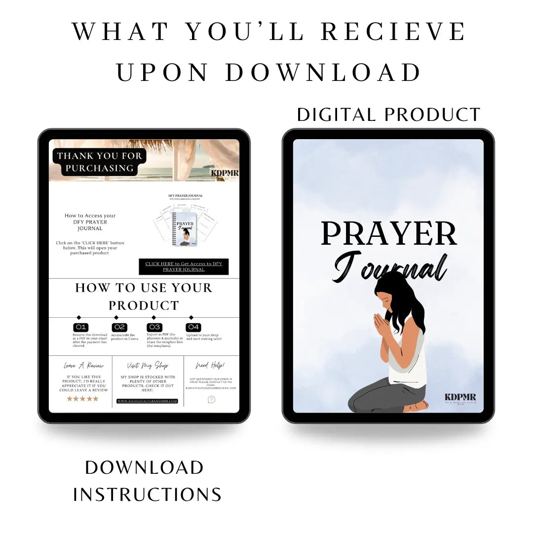 PLR Prayer Journal Canva Editable Templates Ki’s Digital PLR & MRR